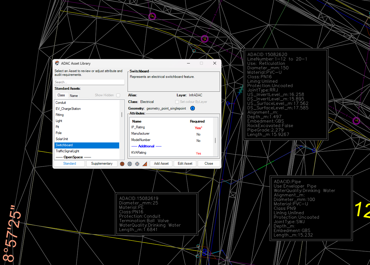 Generate and edit an ADAC asset in AutoCAD