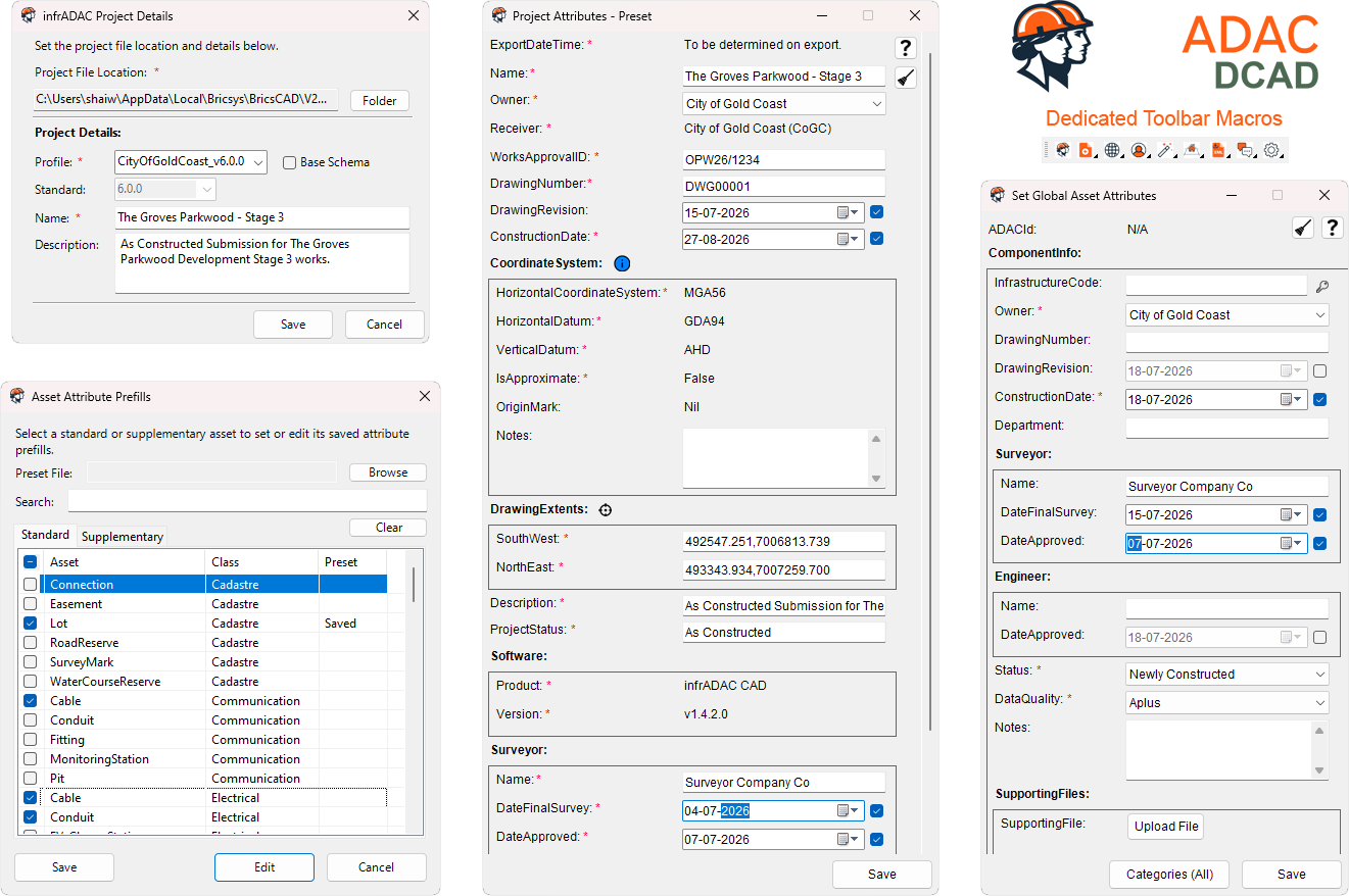 infrADAC DCAD toolbar and connected desktop application